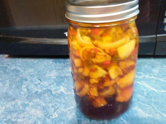 Pickled Green Tomatoes and Peppers