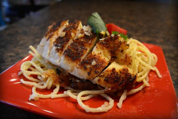 Parmesan Crusted Chicken and Brown Butter Noodles